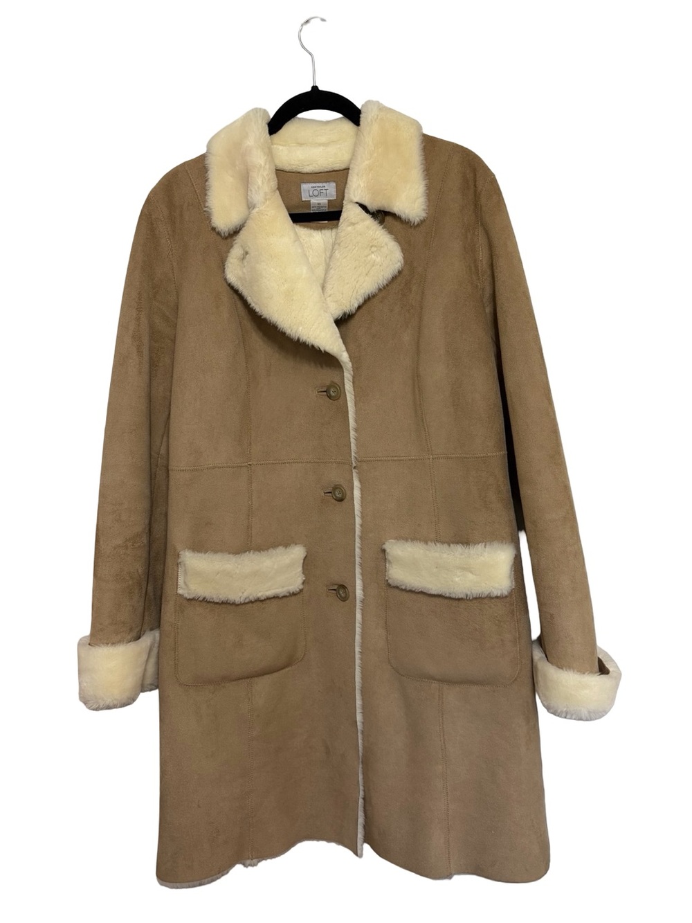 Vintage LOFT Faux Suede Fur Collar Lined Penny Lane Jacket - Size 10
